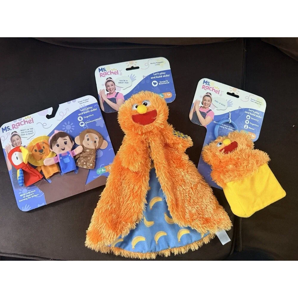 Ms Rachel Interactive Toys Finger Puppets Herbie Sensory Take A Long + Lovey New